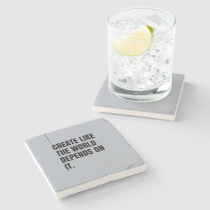 Silver Bold Black Typography Artists Powerful Stone Coaster