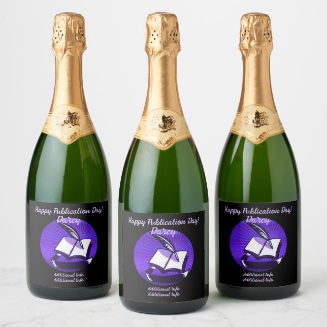 Silver Book And Quill Sparkling Wine Label (Bottles)
