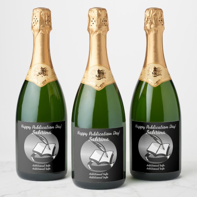 Silver Book And Quill Sparkling Wine Label (Bottles)