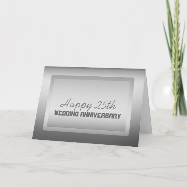 Silver Border 25th Wedding Anniversary Card (Front)