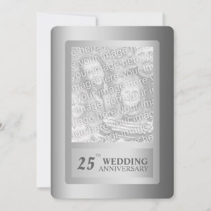 Silver Border 25th Wedding Anniversary Invitation