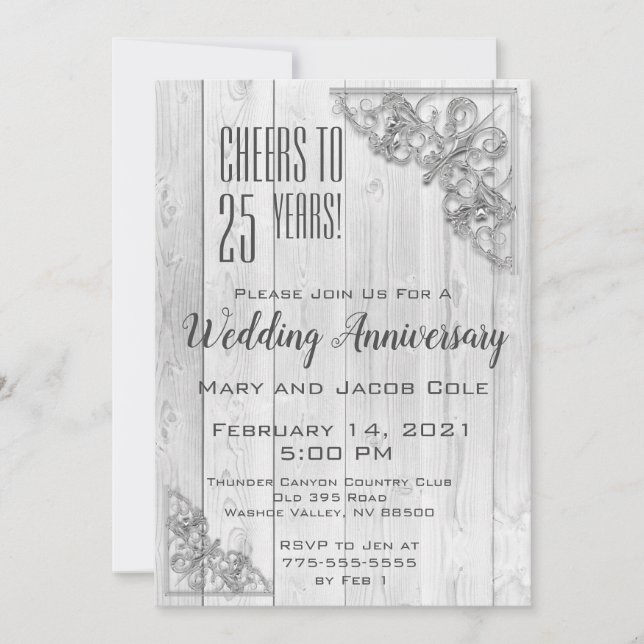 Silver Border Anniversary Celebration Invitation (Front)
