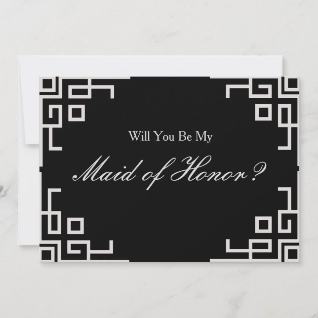 Silver  Border Confetti Maid of Honour Invitation (Front)