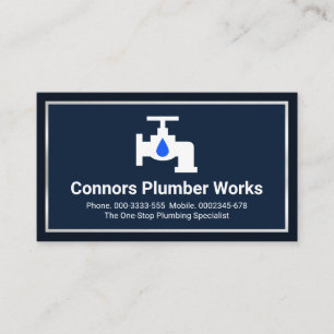 Silver Border Frame Plumbing Service Business Card