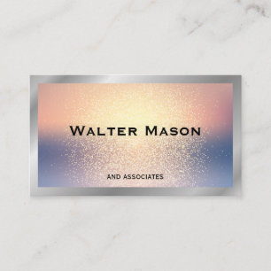 Silver Border   Glitter Blend Background Business Card