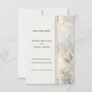 Silver Botanical Art Deco Save The Date Card