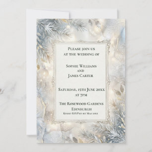 Silver Botanical Art Deco Wedding Invitation