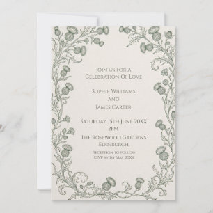 Silver Botanical Frame Wedding Invitation