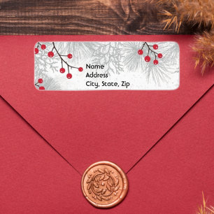 Silver boughs and berries Label