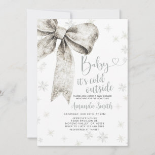 Silver Bow Baby It's Cold Outside Baby Shower Invitation