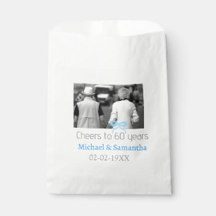 SILVER bow cheers to 60 years anniversary wedding Favour Bags
