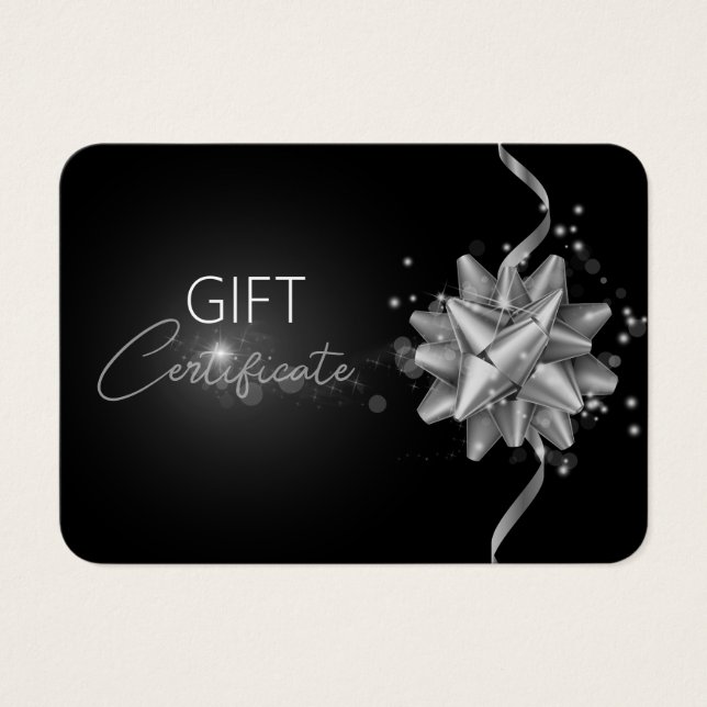 Silver Bow Classy Luminous Elegant Black Gift Card (Front)