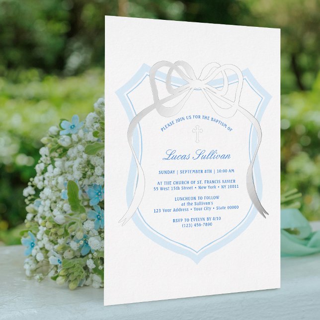 Silver Bow Light Blue Crest Baptism (Creator Uploaded)