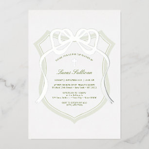 Silver Bow Sage Green Crest Baptism