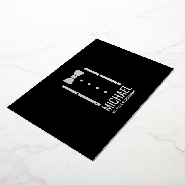 Silver Bow Tie Personalised Groomsman Proposal (Rotated)