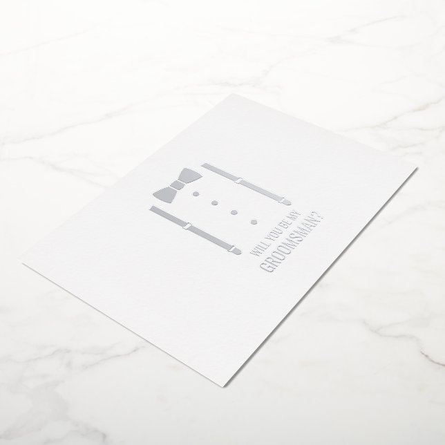 Silver Bow Tie Personalised Groomsman Proposal (Rotated)