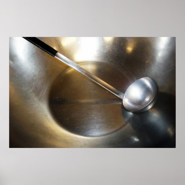 Silver Bowl With Soup Ladle Poster (Front)