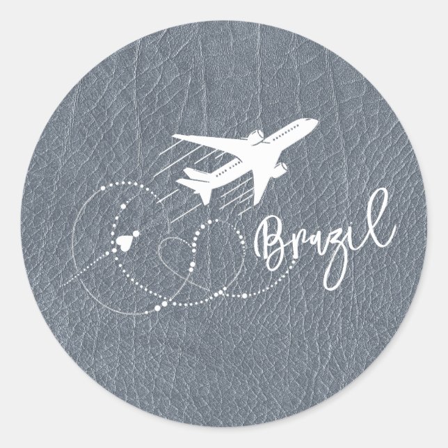 Silver Brazil Passport Classic Round Sticker (Front)