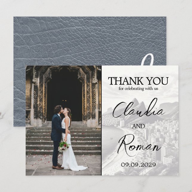 Silver Brazil Passport Thank You Card (Front/Back)