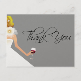 Silver Bridal shower flat thank you card