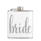Silver bride flask, glitter font