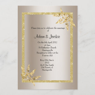 Silver bronze gold leaf ELEGANT CLASSY WEDDING Invitation