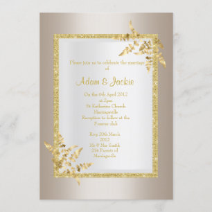 Silver bronze gold leaf ELEGANT CLASSY WEDDING Invitation