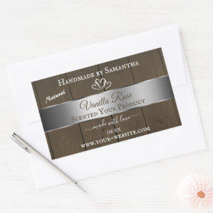 Silver Brown Wood Grain Product Packaging Labels