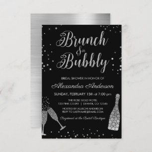 Silver Brunch & Bubbly Bridal Shower Invitation