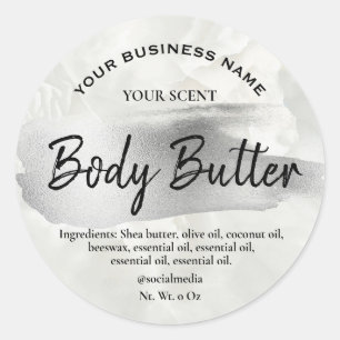 Silver Brush Accent Marble Body Butter Labels