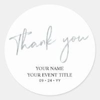 Silver Brush Script Birthday Party Thank you Favou