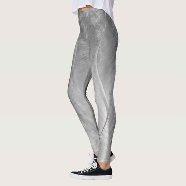 Silver Brushed Metal Abstract Leggings (Left)