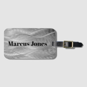 Silver Brushed Metal Abstract Luggage Tag