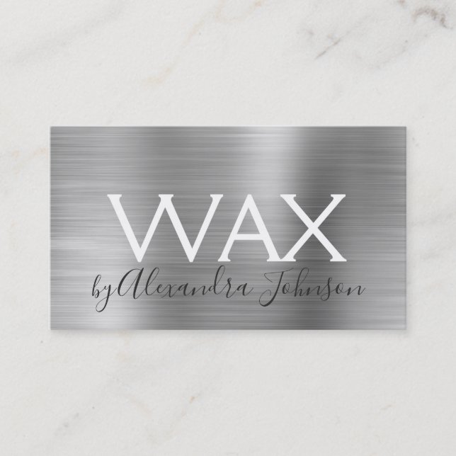 Silver Brushed Metal Beauty Wax Business Card (Front)