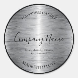 Silver Brushed Metal Candle Sticker logo 