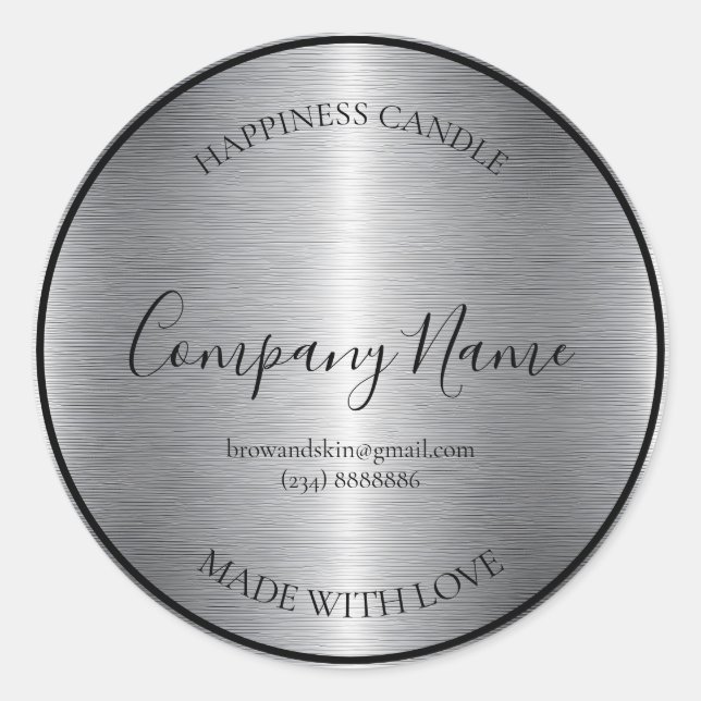 Silver Brushed Metal Candle Sticker logo  (Front)