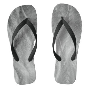 Silver Brushed Metal  Flip Flops