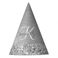 Silver Brushed Metal Glitter Monogram Name