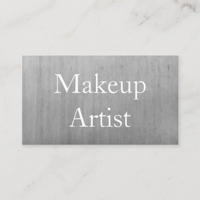 Silver Brushed Metal Hair Stylist Makeup Artist Business Card (Front)