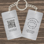 Silver Brushed Metal Logo and QR code Acrylic  Key Ring<br><div class="desc">Whether you are looking for a nice keychain for your employees or some promotional swag, this Brushed Metal Logo and QR code Acrylic Keychain is what you need. This keychain has a customisable company logo and a scannable QR code. Your customers will enjoy this branded QR code keychain. You can...</div>