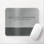 Silver Brushed Metal Metallic Monogram Name  Mouse Mat<br><div class="desc">A classic silver brushed metal personalised mousepad. Coordinates with other office supplies including binders,  notebooks and pens. Designed for you by Blackberry Boulevard.</div>