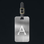 Silver Brushed Metal Monogram Name and Initial Luggage Tag<br><div class="desc">Silver Brushed Metal Foil Monogram Name and Initial Luggage Tag. This bag tag is perfect for Back to School,  Work,  or Travelling.</div>