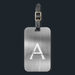 Silver Brushed Metal Monogram Name and Initial Luggage Tag<br><div class="desc">Silver Brushed Metal Foil Monogram Name and Initial Luggage Tag. This bag tag is perfect for Back to School,  Work,  or Travelling.</div>