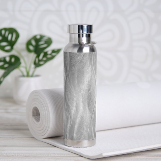 Silver Brushed Metal Water Bottle (Yoga)