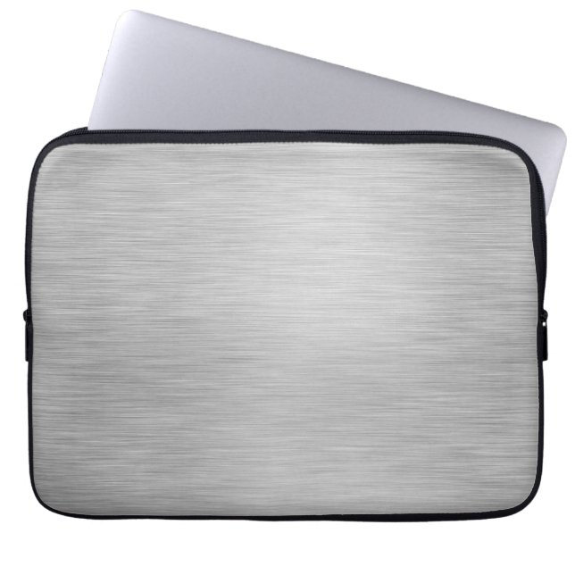 SILVER BRUSHED STEEL PRINTED LAPTOP SLEEVE (Front)