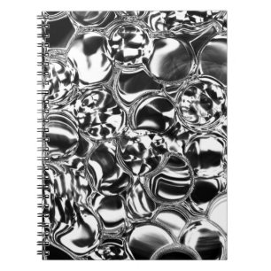 Silver bubbles with glass or metal tone notebook