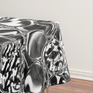 Silver bubbles with glass or metal tone tablecloth