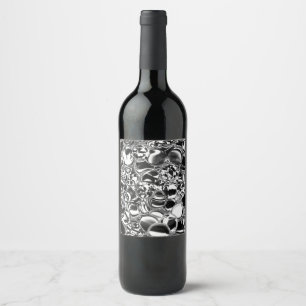 Silver bubbles with glass or metal tone wine label