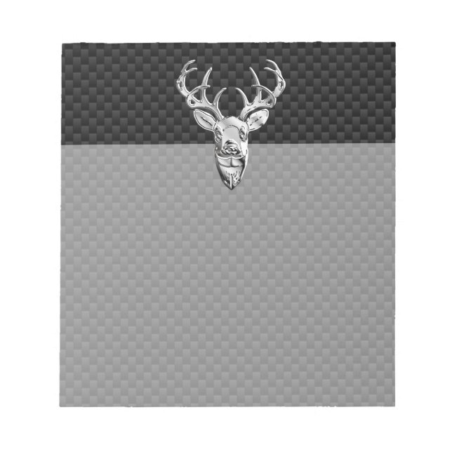 Silver Buck on Carbon Fibre Decor Notepad (Front)