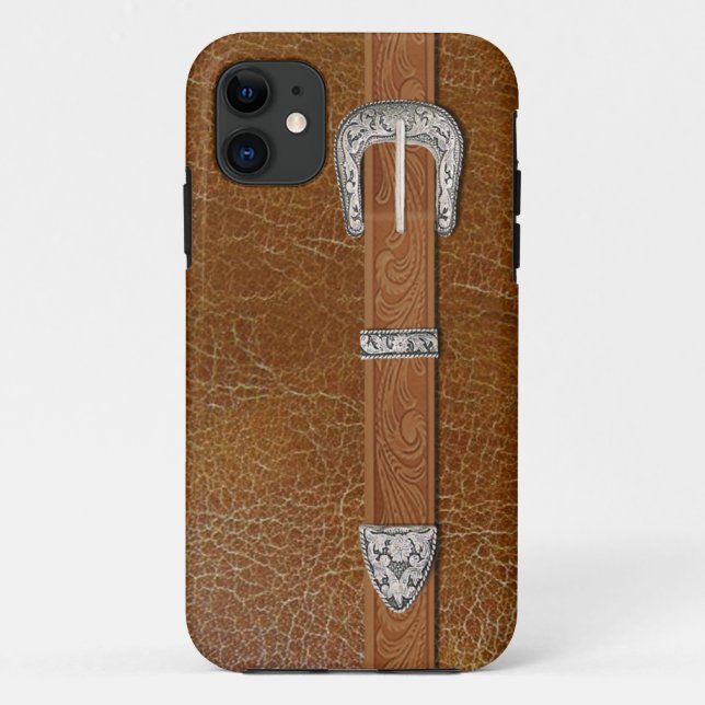 Silver Buckle and Leather Case-Mate iPhone Case (Back)